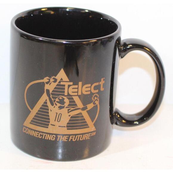 Telect Connecting The Future Black Coffee Mug Cup  Amphenol Network Solutions